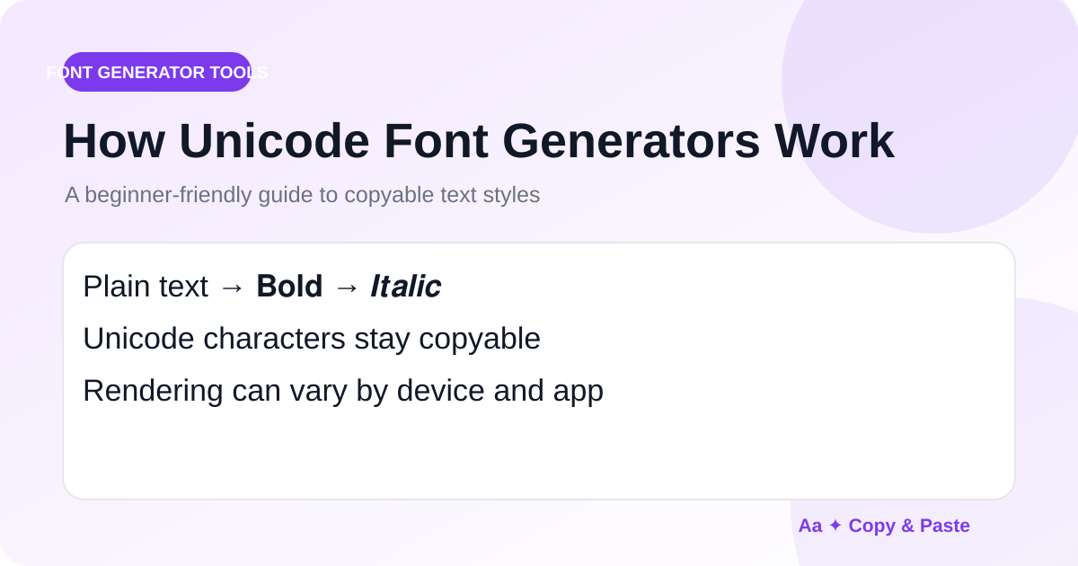 Guide explaining Unicode font generators